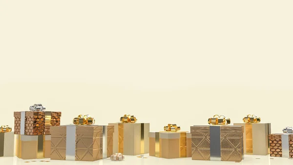 Gold Gift Box Business Holiday Concept Rendering — Stock Photo, Image