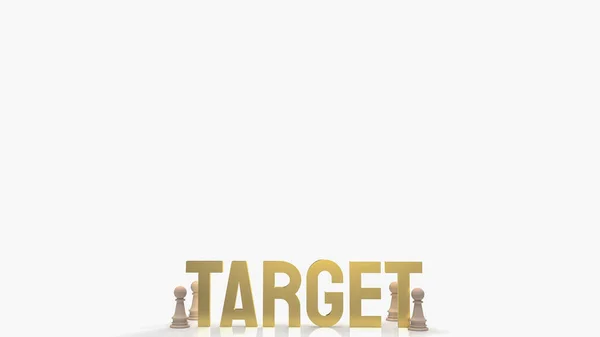 Gold Target Word Chess White Background Business Concept Rendering — Stock Photo, Image