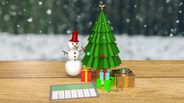 휴일이나 렌더링을 계산기와 크리스마스 — 스톡 사진