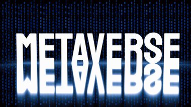 Teknoloji ya da iş konsepti 3D görüntüleme için karanlıkta metaevren parlaması