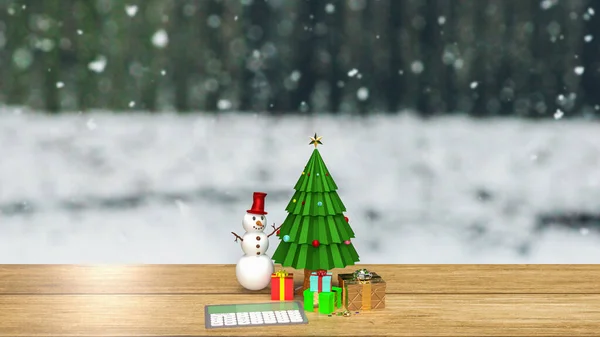 Tatil Konsepti Için Ağaç Üzerinde Hesap Makinesi Noel Ağacı — Stok fotoğraf