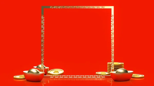 Chinese Gold Red Background Celebration New Year Concept Rendering — Stock Photo, Image
