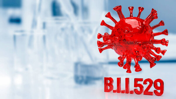 красный вирус b.1.1529 новый коронавирус для медицинской или sci концепции 3d рендеринга