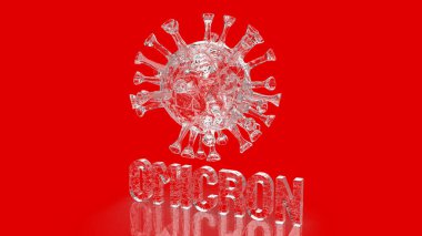 virus omicron on red background for covid 19 or medical concept 3d rendering clipart