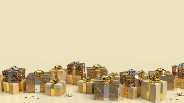Pudełko Złote Tło Świętowania Renderowania — Zdjęcie stockowe