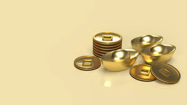 ビジネスや休日のコンセプトのための金の背景に中国の金のお金3Dレンダリング — ストック写真