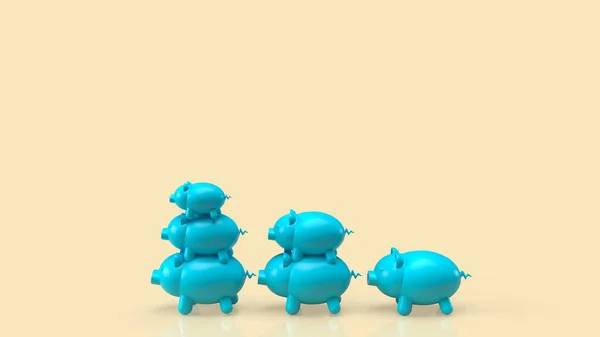 Blue Piggy Bank Chart Saving Business Concept Rendering — Stock Photo, Image