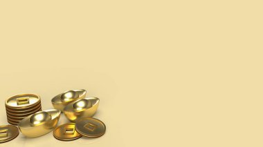 İşletme ya da tatil konsepti için altın zemin üzerine Çin parası 3D