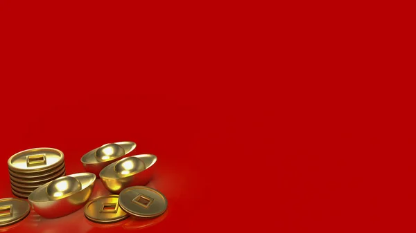 Chinees Goud Geld Rode Achtergrond Voor Zakelijke Vakantie Concept Rendering — Stockfoto