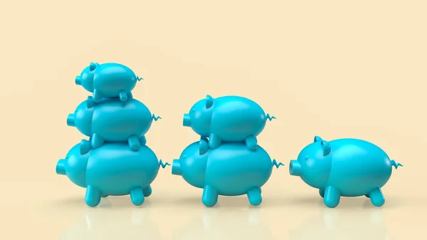 Gráfico Banco Piggy Azul Para Economia Conceito Negócio Renderização — Fotografia de Stock