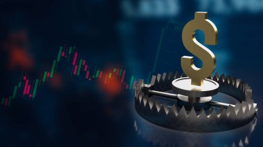 İş konsepti 3D yorumlaması için ayı kapanına altın dolar sembolü