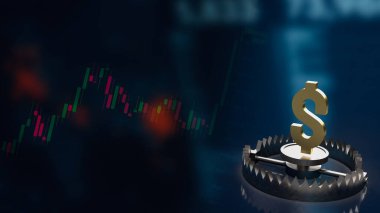 İş konsepti 3D yorumlaması için ayı kapanına altın dolar sembolü