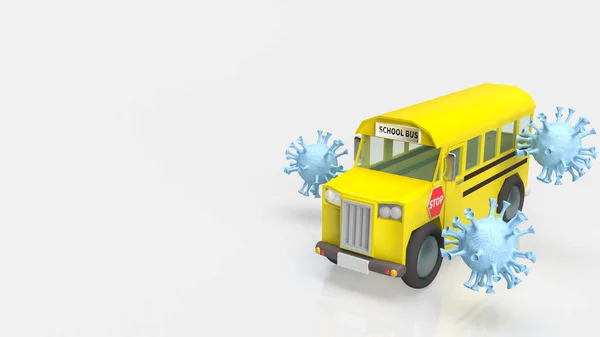 Autobús Escolar Virus Fondo Blanco Para Educación Concepto Médico Rendering — Foto de Stock