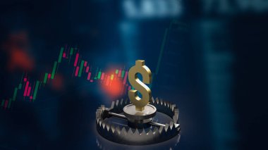 İş konsepti 3D yorumlaması için ayı kapanına altın dolar sembolü