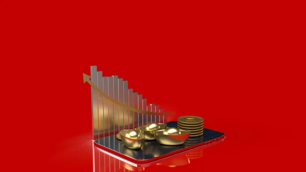 Chinese Gold Tablet Red Background Business Concept Rendering — стоковое фото