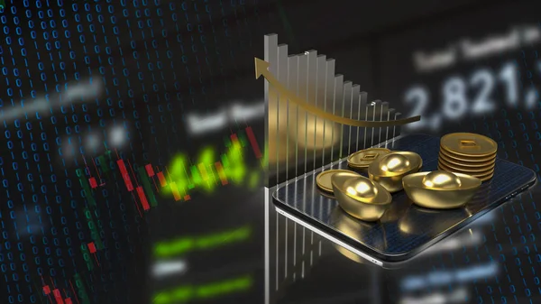 Chinese Gold Chart Business Concept Rendering — Foto Stock