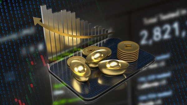 Chinese Gold Chart Business Concept Rendering — Stock Photo, Image