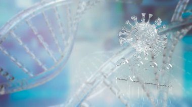 Virüs ve 2022 numaralı tıbbi veya bilim konsepti 3D görüntüleme