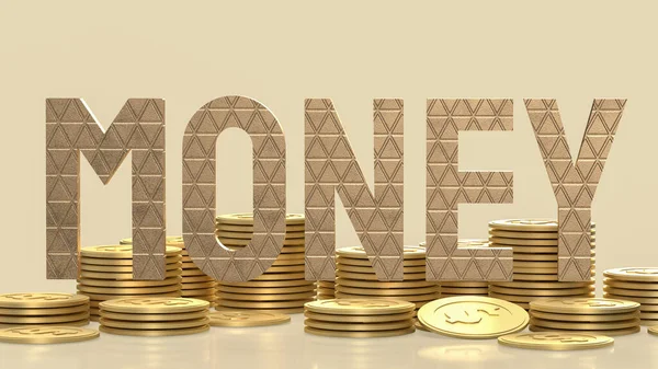 Gold Money Text Coins Business Concept Renderin — Foto Stock