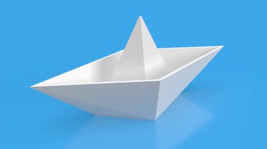 white boat on blue background for business concept 3d rendering