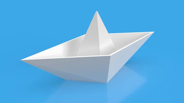 White Boat Blue Background Business Concept Rendering — стоковое фото