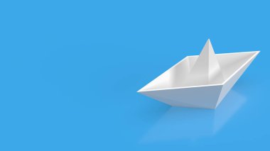 white boat on blue background for business concept 3d rendering