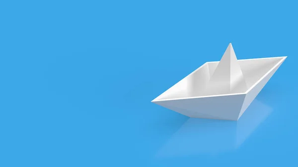 Λευκό Σκάφος Μπλε Φόντο Για Την Έννοια Των Επιχειρήσεων Απόδοση — Φωτογραφία Αρχείου