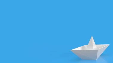 white boat on blue background for business concept 3d rendering
