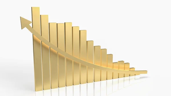 Gold Chart Arrow White Background Business Concept Rendering — ストック写真
