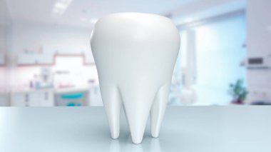 white tooth in dentist clinic   for  health or medical concept 3d rendering 