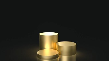gold podium  on black background  for presentation  or business concept 3d rendering
