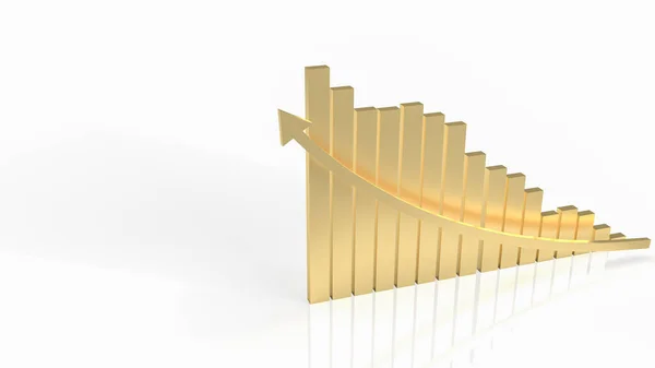Gold Chart Arrow White Background Business Concept Rendering — Zdjęcie stockowe