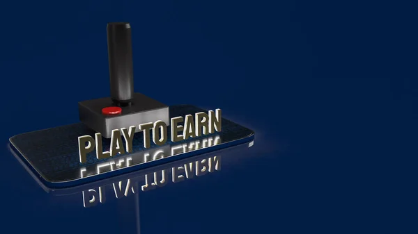 Joystick Spelen Tekst Verdienen Voor Spel Nft Technologie Concept Renderin — Stockfoto