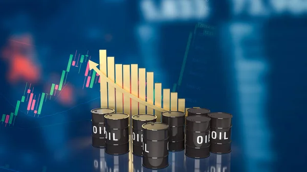 石油タンクとビジネス背景の金のチャート3Dレンダリング — ストック写真