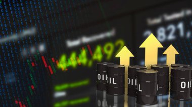 Petrol tankları ve altın ok iş arkaplanda 3D görüntüleme