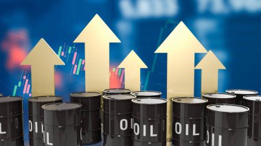 Petrol tankları ve altın ok iş arkaplanda 3D görüntüleme
