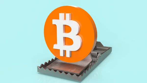 Simbolo Bitcoin Trappola Cripto Valuta Concetto Business Rendering — Foto Stock