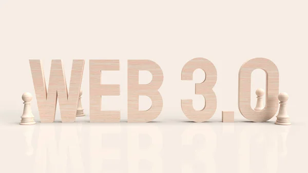 Teknoloji konsepti 3D işleme için Web 3.0 tahta metin ve satranç