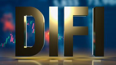 Gold defi iş arkaplan kavramı hakkında 3D yorumlama metni