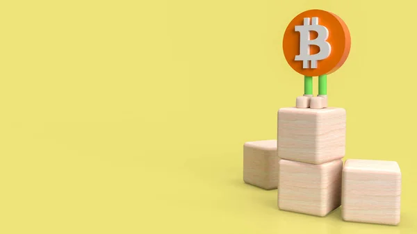 Bitcoin Symbol Tecken Gul Bakgrund För Företag Eller Teknik Koncept — Stockfoto