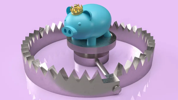 Piggy Bank Trap Business Concept Rendering — Stock Photo, Image
