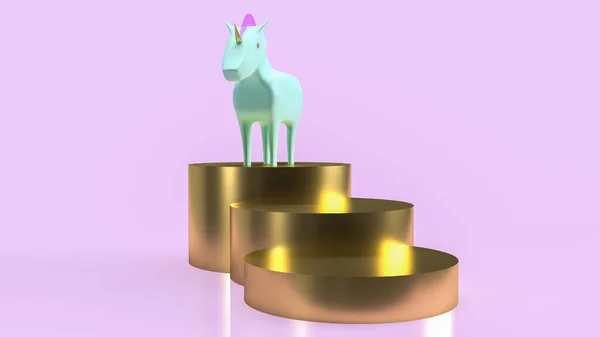 유니콘 Blue Unicorn Gold Stairs 렌더링 개념입니다 — 스톡 사진