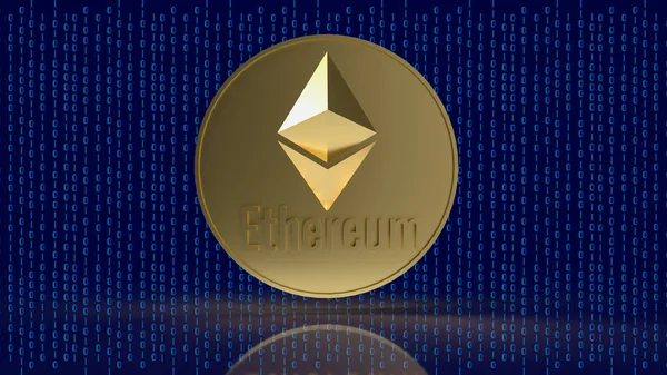 Ethereum Münze Auf Digitalem Hintergrund Rendering — Stockfoto
