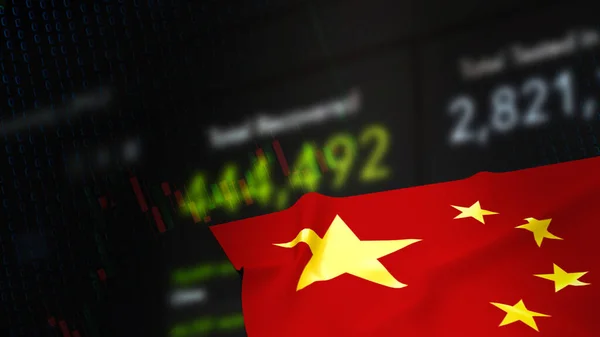 ビジネス上の中国国旗3Dレンダリング — ストック写真
