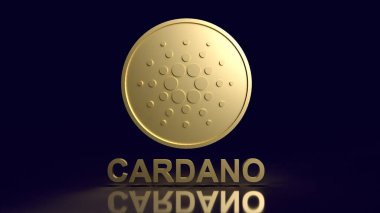 Cardano veya ada sikkeleri şifreleme para veya teknoloji kavramı 3D oluşturma