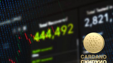 Cardano veya ada sikkeleri şifreleme para veya teknoloji kavramı 3D oluşturma