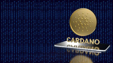 Cardano veya ada sikkeleri şifreleme para veya teknoloji kavramı 3D oluşturma