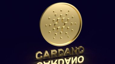 Cardano veya ada sikkeleri şifreleme para veya teknoloji kavramı 3D oluşturma