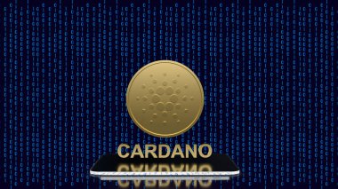 Cardano veya ada sikkeleri şifreleme para veya teknoloji kavramı 3D oluşturma