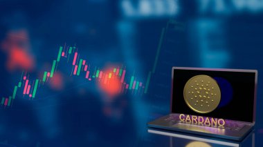 Cardano veya ada sikkeleri şifreleme para veya teknoloji kavramı 3D oluşturma